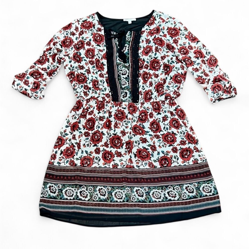 DR2 Boho Floral Print Dress with Black Accents Bohemian   size 4